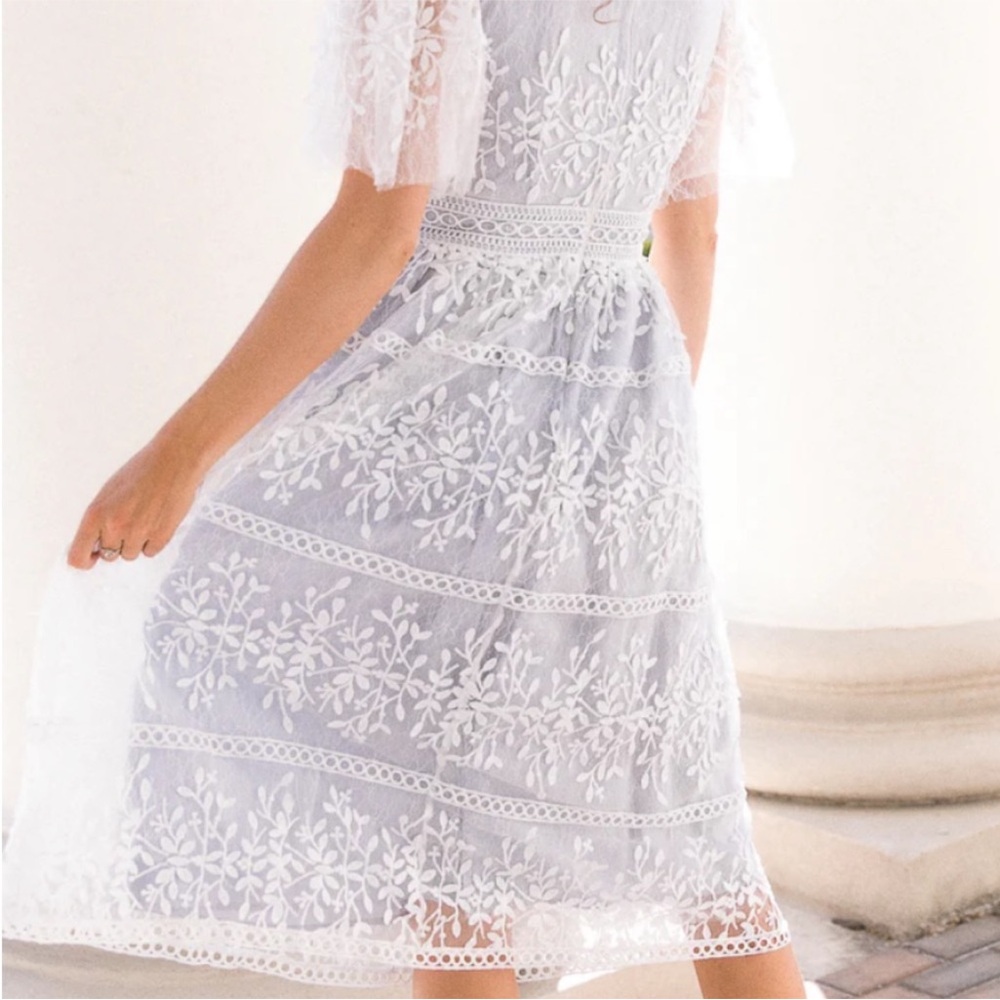BNWT ivy city co Sicily dress blue frost flutter sleeve medium Womans